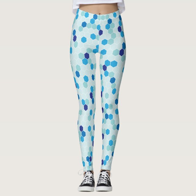Hexagon Pattern Blue Leggings (Vorderseite)