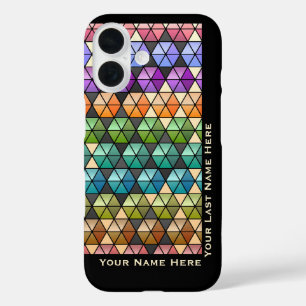Hexagon Quilt Warm Rainbow (Personalisiert) iPhone 16 Hülle