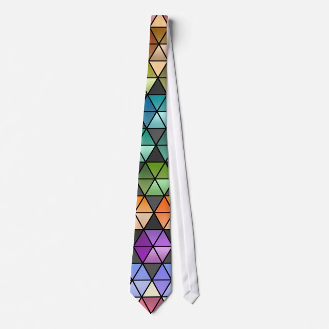 Hexagon Quilt (warmer Regenbogen) Krawatte (Vorderseite)