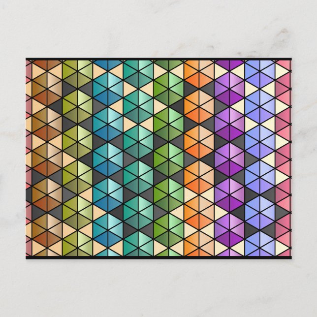 Hexagon Quilt (warmer Regenbogen) Postkarte (Vorderseite)