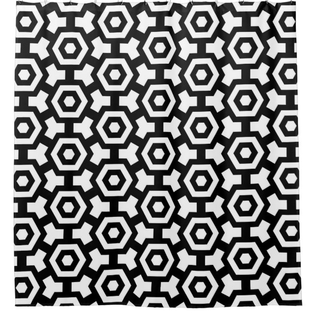 Hexagon Rings Duschvorhang (Vorderseite)