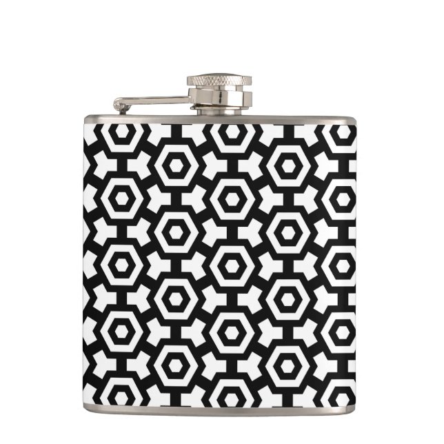 Hexagon Rings Wrapped Vinyl Flask 6oz Flachmann (Vorderseite)