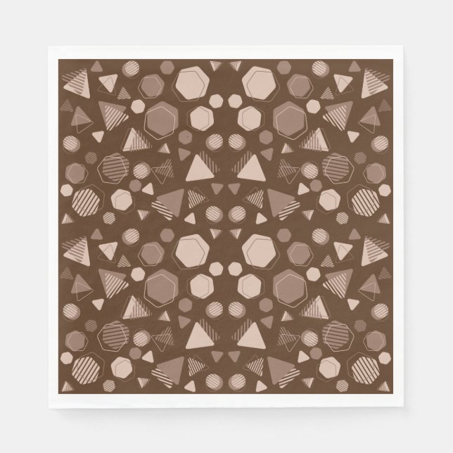 Hexagon & Triangle Pink & Brown auf braunem Muster Serviette (Vorderseite)