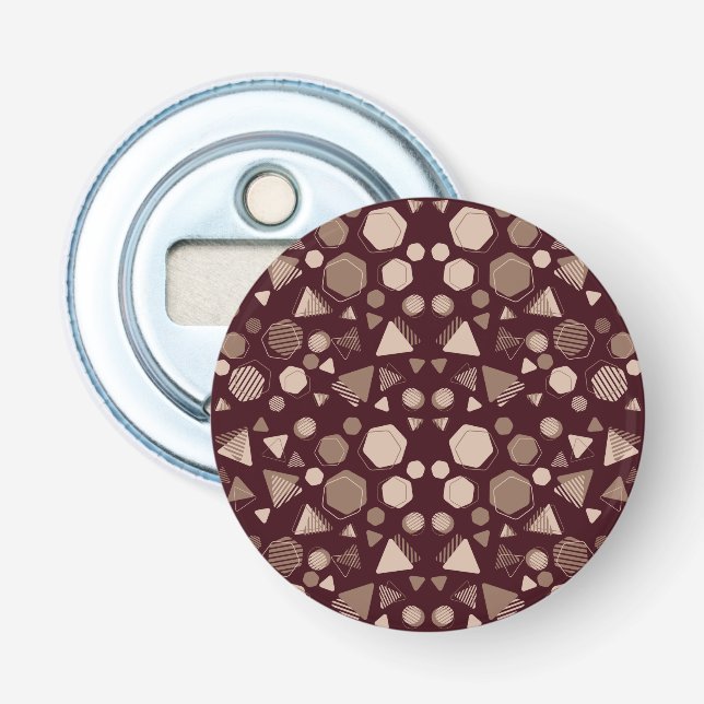 Hexagon & Triangle Pink & Brown auf dem Maroon-Mus Flaschenöffner (Vorderseite)