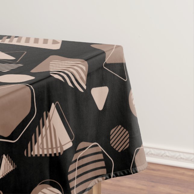 Hexagon & Triangle Pink & Brown auf schwarzem Must Tischdecke (Beispiel)