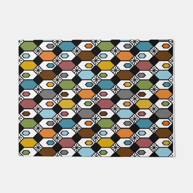 Hexagon und Sternexplosionen Fußmatte (Vorderseite)