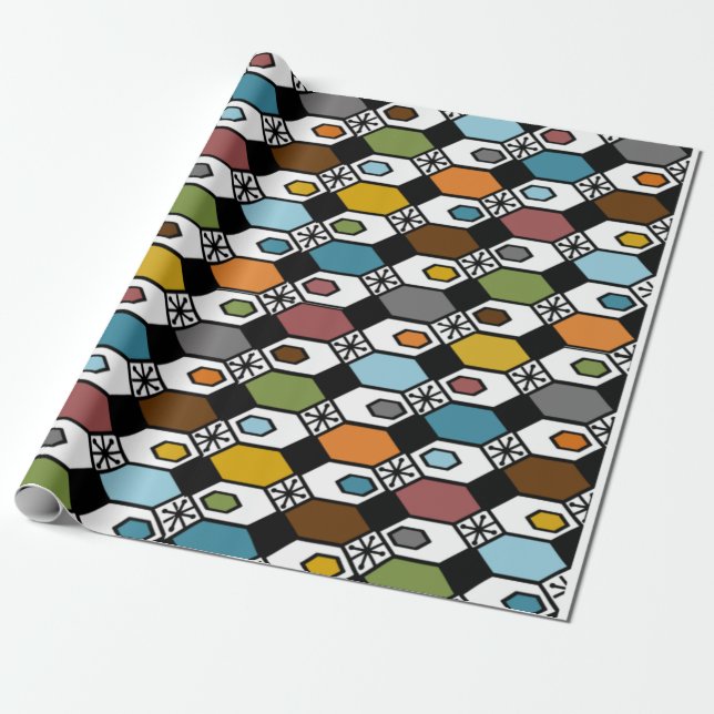 Hexagon und Sternexplosionen Geschenkpapier (Ungerollt)