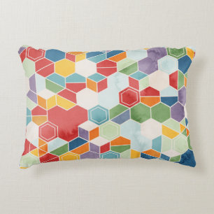 Hexagon Wasserfarbe, Random Mosaik. Dekokissen