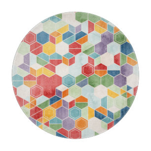 Hexagon Wasserfarbe, Random Mosaik. Schneidebrett