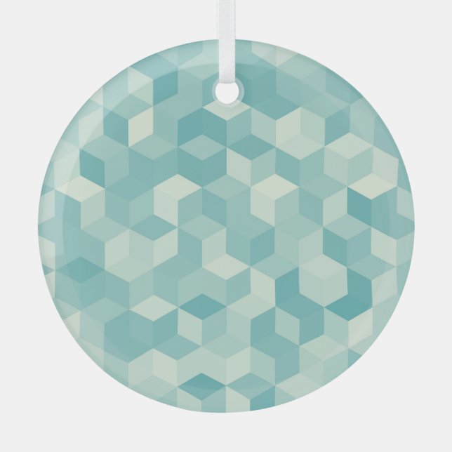 Hexagonal blaues Nahtloses Muster Ornament Aus Glas (Vorderseite)