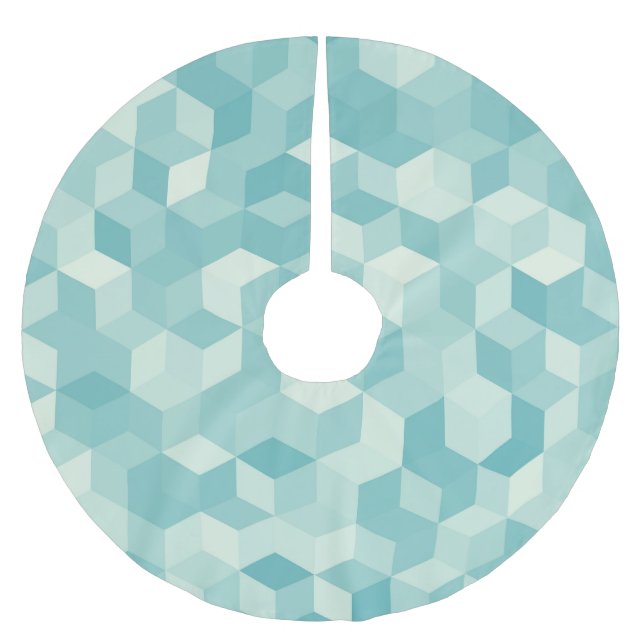 Hexagonal blaues Nahtloses Muster Polyester Weihnachtsbaumdecke (Vorderseite)