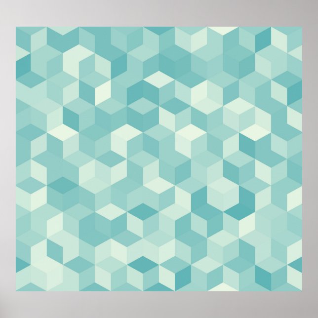 Hexagonal blaues Nahtloses Muster Poster (Vorne)