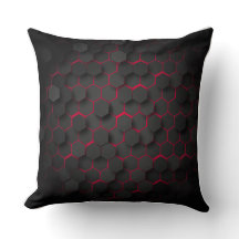 Hexagonal Harmony Bold Black and Red Polyester