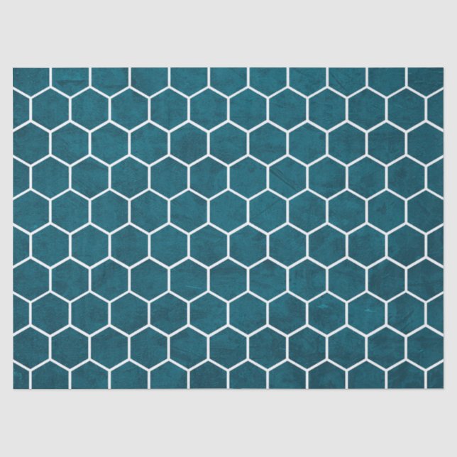 Hexagonal Hexagon Muster Deep Blue Seidenpapier (Vorderseite)