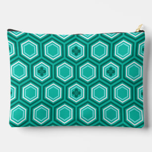 Hexagonal Kimono Print, Aquamarin, Aqua und White Zubehörtasche