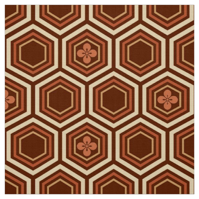 Hexagonal Kimono Print, Braun und Beige Stoff (Muster)