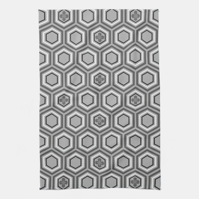 Hexagonal Kimono Print, grau/grau/weiß Geschirrtuch (Vertikal)