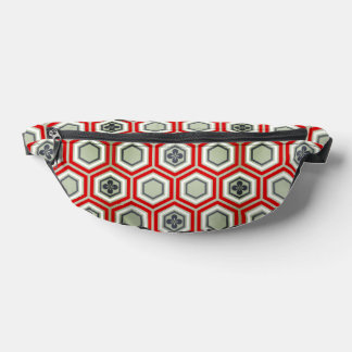 Hexagonal Kimono Print, rot und grau / grau Bauchtasche