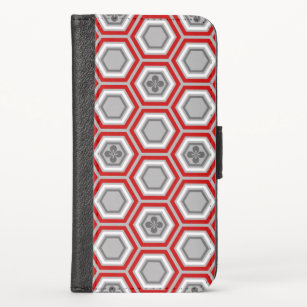 Hexagonal Kimono Print, rot und grau / grau