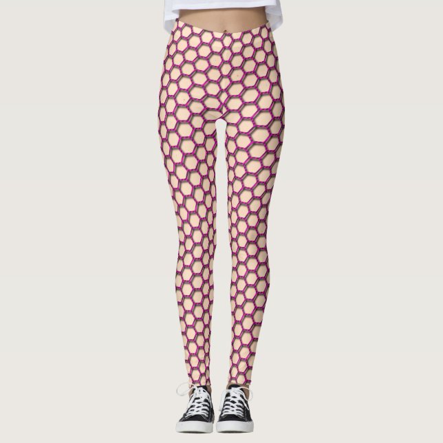 Hexagonal-Pink-Fischernetze-Leggings Leggings (Vorderseite)