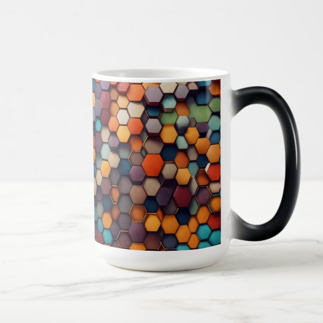 Hexagonal Prism Abstraktes Muster - Farbmorphie Verwandlungstasse (Rechts)