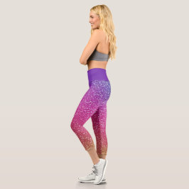 Hexagonaler Glitzer Rainbow Gradient Capri Leggings