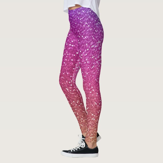 Hexagonaler Glitzer Rainbow Gradient Leggings (Links)