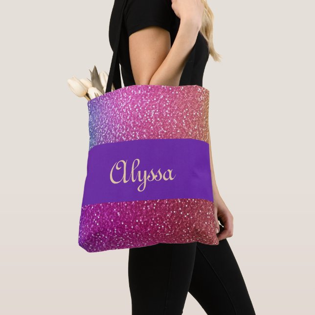 Hexagonaler Glitzer Rainbow Gradient Tasche (Von Nahem)