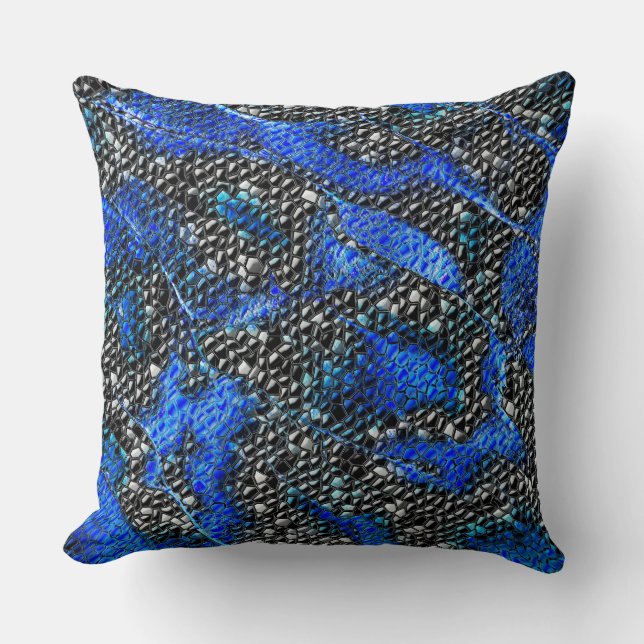 Hexagonalmosaik oder blau und grau bis schwarz kissen (Vorderseite)