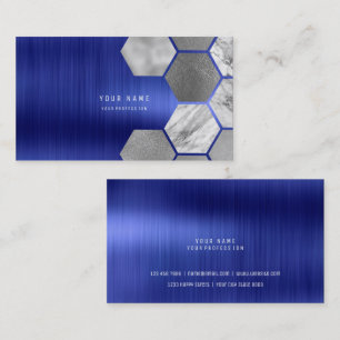 Hexagone Cobalt Sapphire Metallic Steel Marmor Visitenkarte