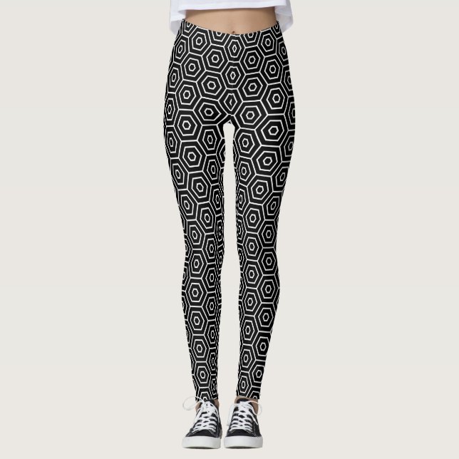 Hexagone masern geometrisches Muster Leggings (Vorderseite)