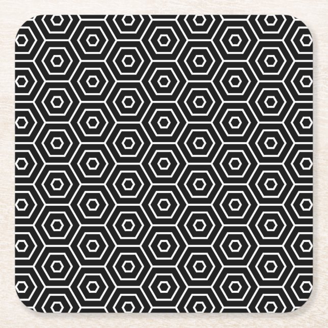 Hexagone masern geometrisches Muster Rechteckiger Pappuntersetzer (Vorderseite)