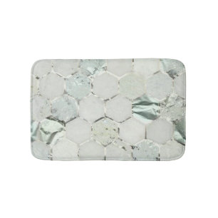 Hexagone Minze Green Aqua Marmor Metallic Badematte