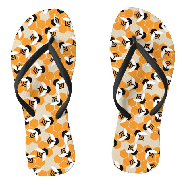Hexagone mit niedlichen Honigbienen Flip Flops (Fußbett)