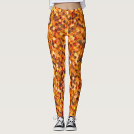 Hexagonmosaik an Stellen in rötlichen Tönen werfen Leggings