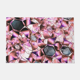 Hexagons, umgeben von rosa blütenähnlichen Formen Fußmatte