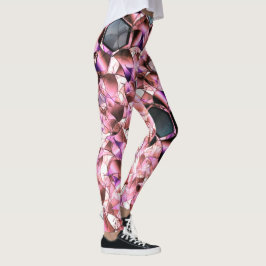 Hexagons, umgeben von rosa blütenähnlichen Formen Leggings
