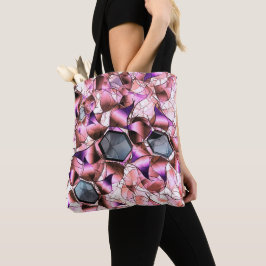 Hexagons, umgeben von rosa blütenähnlichen Formen Tasche