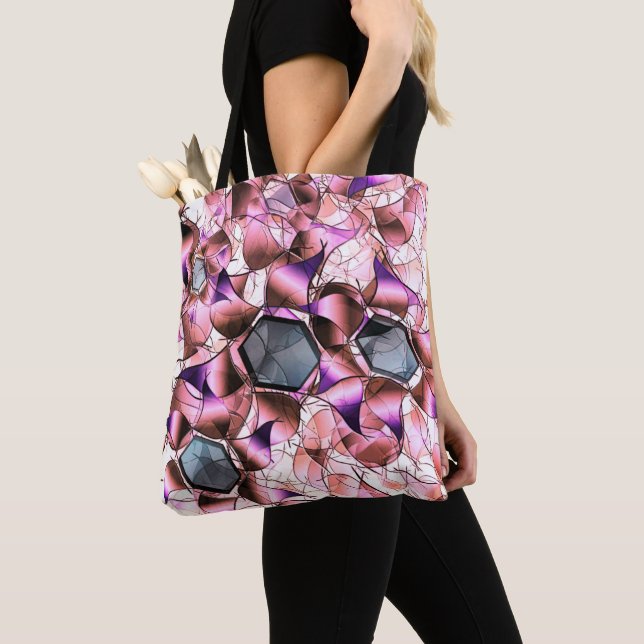 Hexagons, umgeben von rosa blütenähnlichen Formen Tasche (Von Nahem)