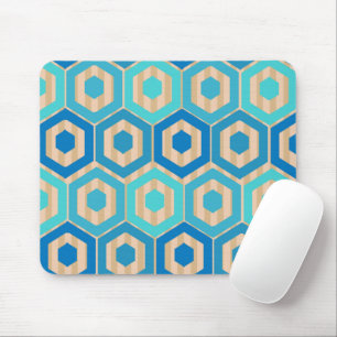 Hexagons und Streifen - Meer und Sand Mousepad
