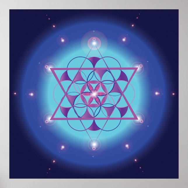 Hexagram, flower Sacred geometry ultra violet blue Poster (Vorne)