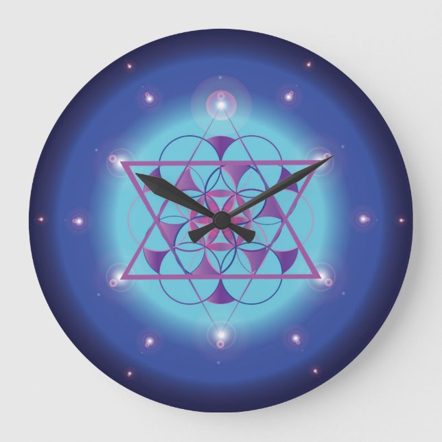 Hexagram, heilige Geometrie Große Wanduhr (Vorderseite)