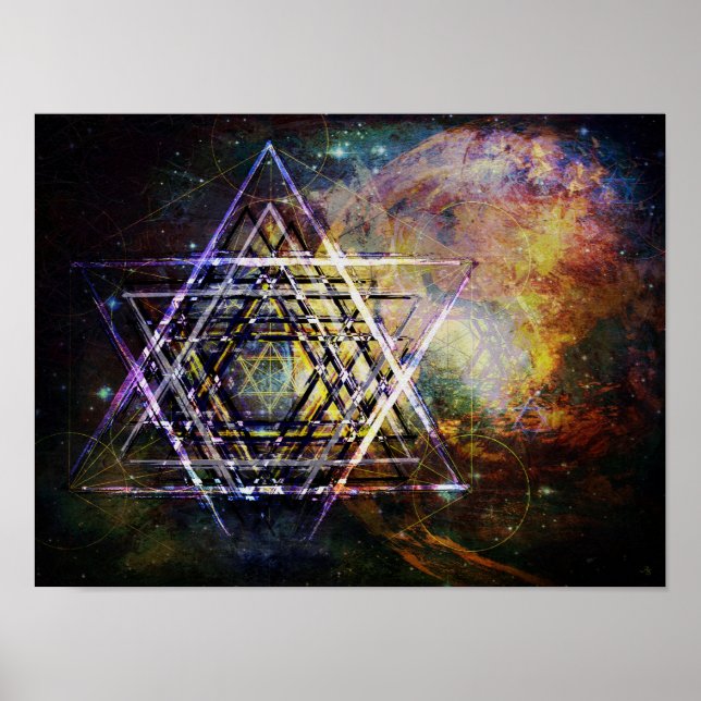 Hexagram-Symbol für heilige Geometrie Poster (Vorne)