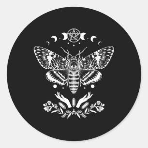 Hexchy Ästhetik Mystic Death Hawk Moth Wiccan Moo Runder Aufkleber
