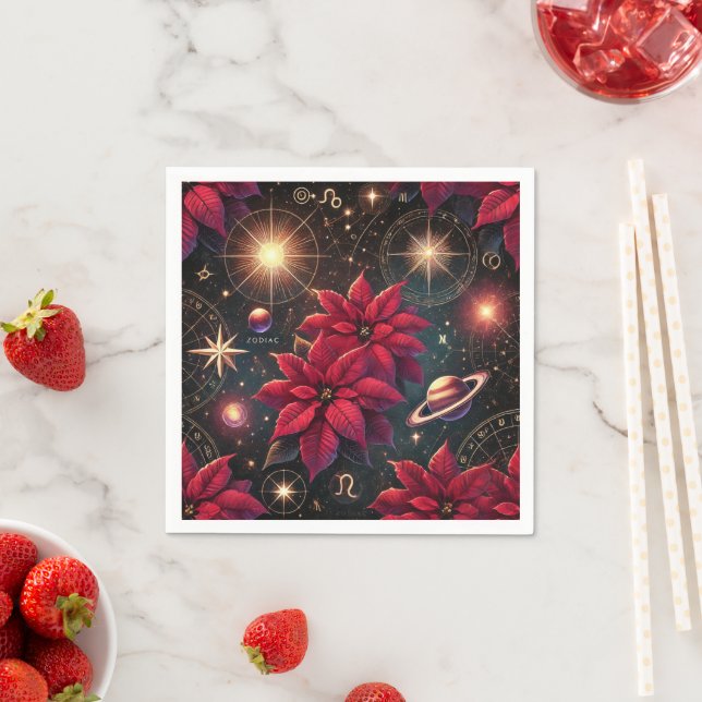 Hexchy Celestial Sky Poinsettia Découpage Napkins Serviette (Beispiel)