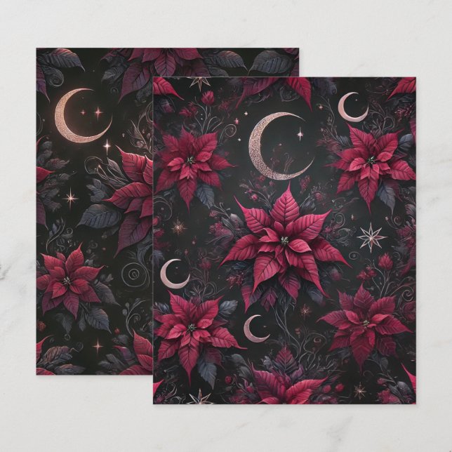 Hexchy Dark Moon Poinsettia Scrapbook Paper (Vorne/Hinten)