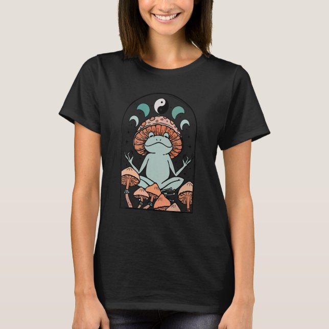 Hexchy Goblincore Ästhetischer Frosch Toad Mushroo T-Shirt (Vorderseite)