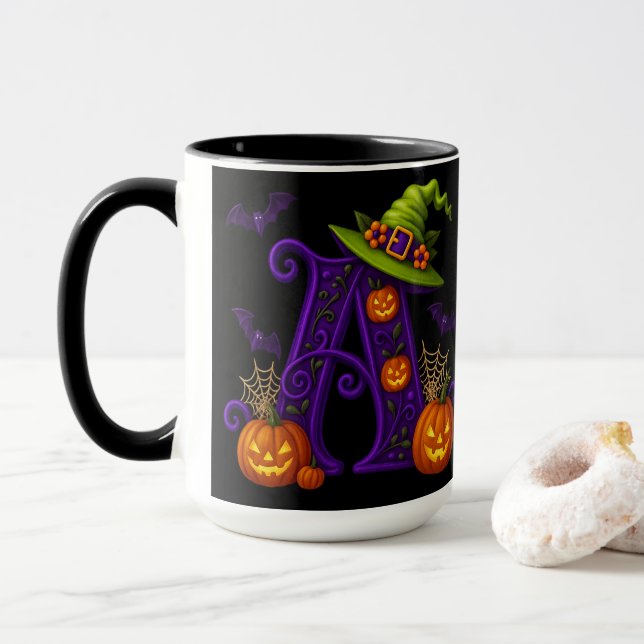 Hexchy Halloween Initial "A"-Tasse Tasse (Mit Donut)