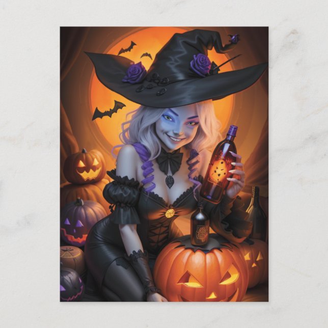 Hexchy Halloween Postkarte (Vorderseite)