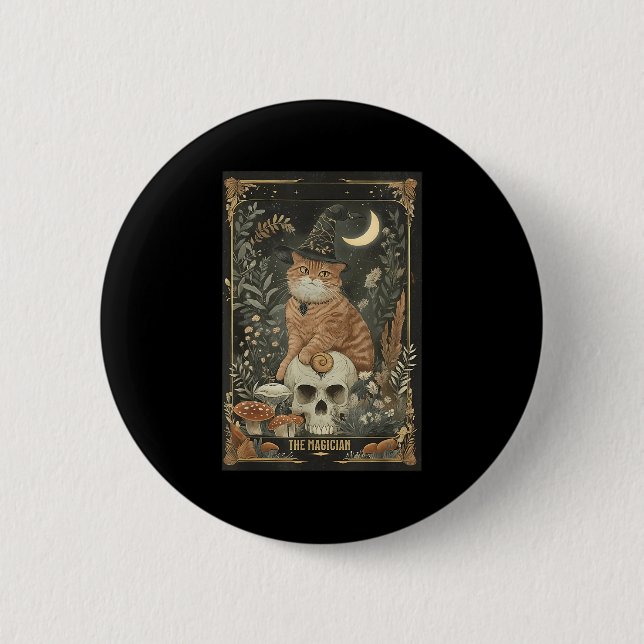 Hexchy Niedlich Cat Tarot Card Gothic Cotattecore  Button (Vorderseite)